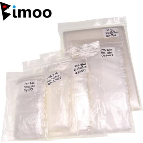 Bimoo 50pcs Fast Water-soluble PVA Bags Carp Fishing Bait Material Carp Fishing Tackle 5 * 10cm 7*10cm 7*15cm 8*12cm 12*16cm