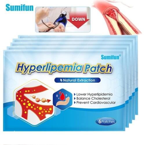 Sumifun 6Pcs Hyperlipemia Treatment Patch High Blood Lipids Sticker Clean Blood Vessels Relieve Vascular Congestion Body Care