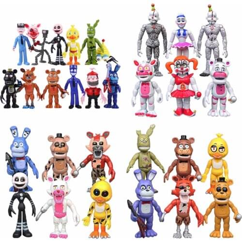 FNAF Five Nights At Freddys Nightmare Bonnie Foxy Chica Freddy Fazbear PVC Action Figures Location Figurine Model Toys