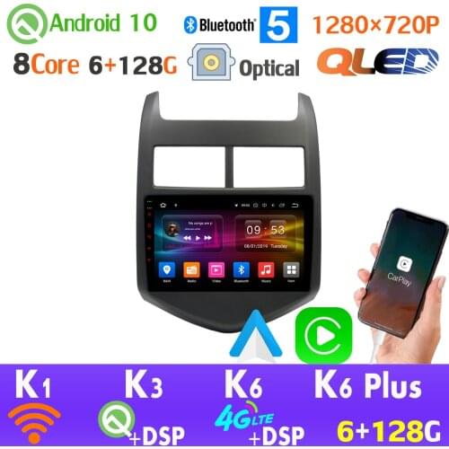 6+128G QLED 1280*720P Radio GPS Android 10 For Chevrolet Aveo 3 Sonic 4G LTE HDMI Car Multimedia Player CarPlay SPDIF AHD 1080P