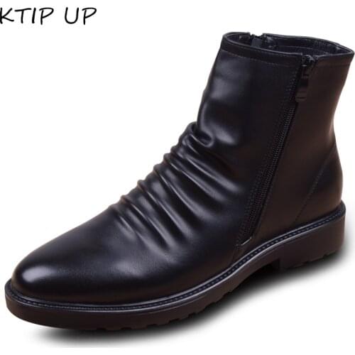 Autumn Winter Boots for Men Fashion Black Casual High-top Leather Boots Men Botas Hombre Winter Shoes Mens Shoes