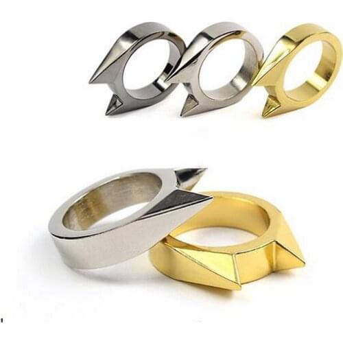 1 Piece Punk Finger Ring Men Women Cool Cat Ear Self Defence Pendant Keychain Multifunction Outdoor Survival Tool Jewelry