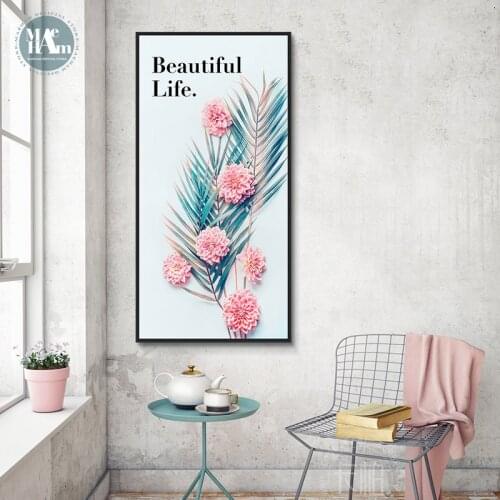 Nordic Decorative Rose flower pink maiden heart wall art Canvas posters Painting Prints wall pictures for Living Room Home Decor