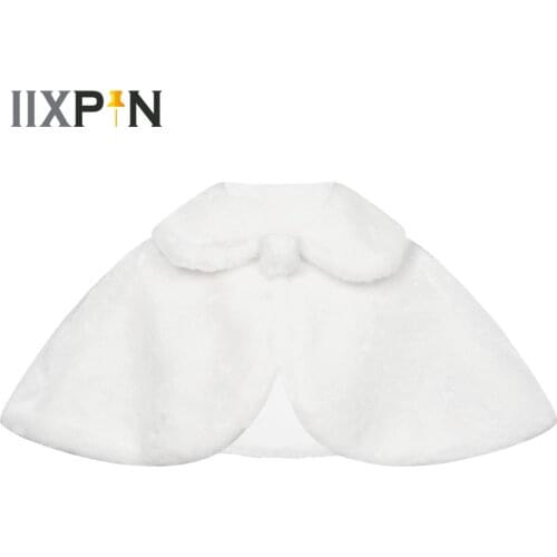 Children Cosplay Princess Cape Kids Girls Faux Fur Bolero Jacket Warm Coat Crop Wraps Shawl Flower Girl Wedding Cloaks Outerwear
