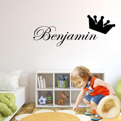 Baby Mural, Personalized Crown Wall Sticker, Vinyl Name, Modern Art, Kindergarten Decoration, Childrens Room Wall Decoration