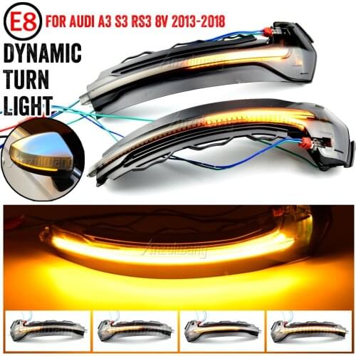 For RS3 A3 S3 8V Dynamic Side Mirror Turn Signal Indicator Light for Audi A3 8V 2013-2018 matt chrome Carbon fiber mirror cover