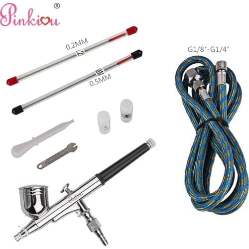 Double-action Trigger Air-Tool Control Airbrush Makeup Kit 0.2/0.3/0.5 mm Needle Air Brush Spray Nail Art Body Paint