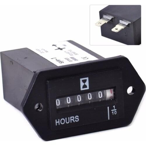 DWCX New Black DC 10V-80V AC 100-250V Generator Sealed Time Hour Meter Counter Hourmeter Rectangle For Truck Tractor Car Boat