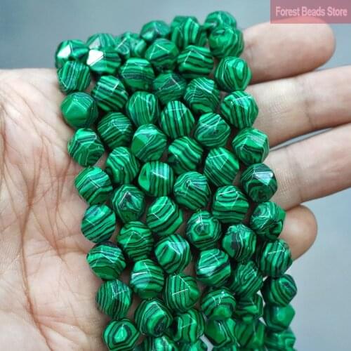 Faceted Green Lace Malachite Spacers Beads Natural Stone for Jewelry Making DIY Charms Bracelet Necklace 15" Strand 6 8 10MM