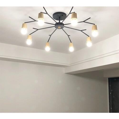 Art Retro Spider Ceiling Lamp iron Edison Bulb Vintage Loft wood ceiling lights Modern LED Home Living Room Decor Fixtures