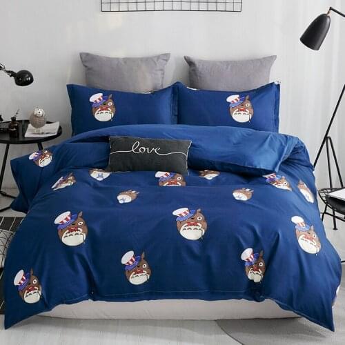 Japanese TOTORO Bedding Set Duvet Cover Set Pillowcase Home Textiles 2/3pcs Bed Linen King Queen Size Dropship