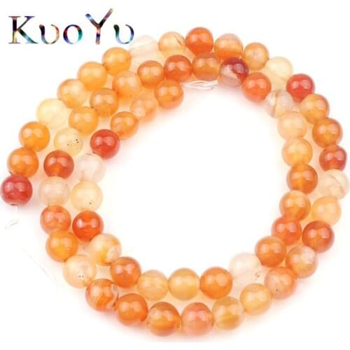 Natural Stone Orange Agates Onyx Round Loose Spacer Beads For Jewelry Making Diy Bracelet Accessories 4/6/8/10/12mm 15"Strand
