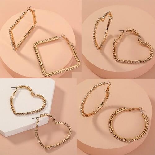 Exaggerated Geometry Square Round Heart Earring for Women Design 2021 Trendy Jewelry Accessories Boucle Oreille Femme Wholesale