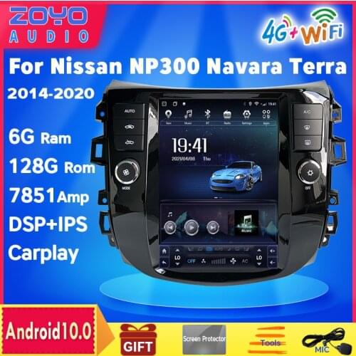 Android 10 10.4" 6G 128G Vertical Screen Tesla Car Radio For NISSAN NP300 Navara Xterra Auto Head-unit GPS navigation 2014-2020