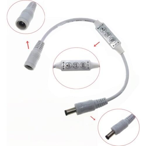 Mini White DC 12V 24V 3 Keys Dimmer Controller Switch Dual DC Plug For Single Color 5050 3528 5630 5730 Led Strip lamps Light