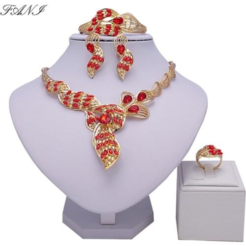 Fani Fashion African Beads Jewelry Set Wholesale Exquisite Dubai Gold-colorful Jewelry Set Brand Nigerian Wedding Bridal Bijoux
