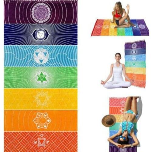 Fashion Rainbow Wall Hanging Mat Tapestry Stripe Tassel Blankets Yoga Travel Summer Beach Picnic Mats
