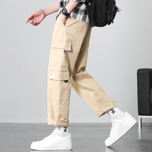 Overalls men autumn casual trousers of the foot of the Korean version of the trend of Hong Kong wind straight tube loose nine mi