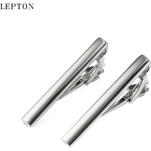 Lepton Men Silver Color Skinny Glossy Clasp Clamp Tie Bar High Quality Copper Necktie Tie Clip Wedding Slim Tie Clips For Mens