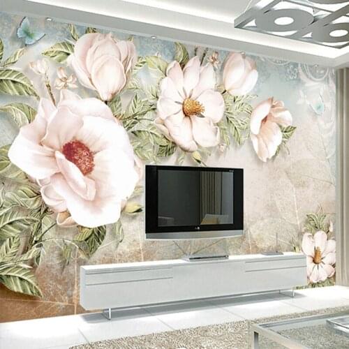 Custom Photo Wall Mural Simple Oil Painting Flower Wall Covering Living Room TV Background Wall Wall Paper Decor Home 3D Fresco