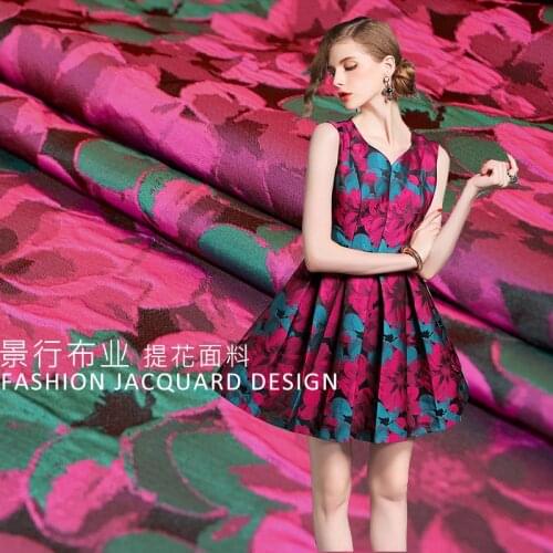 New arrival brocade polyester jacquard big flowers fabric for felt patchwork sewing DIY women dress tissue cloth pillow