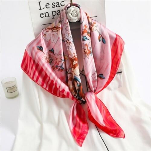 New Print Neck Scarf Silk Feeling Square Hijab Shawl Wrap Elegant Large Headband Pashmina Bandana Fashion Foulard Neckerchief