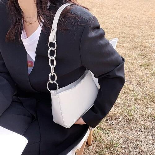 Solid Color Pu Leather Shoulder Bags For Women 2021 Chain Design Cross Body Handbags Simplicity Lady Travel Fashion Hand Bag