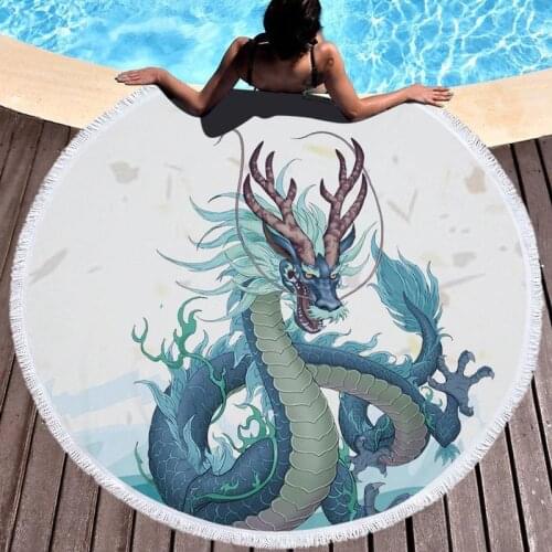 Chinese Dragon Wolf Fringed beach towel luxury beach towel Sea beach towel Beach cover up Large beach towel Towel beach For home