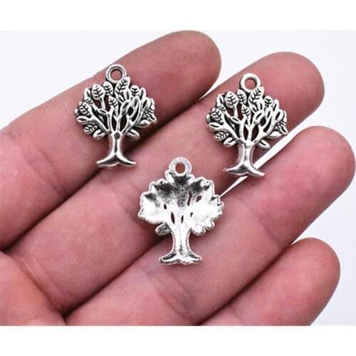 22*17mm 15pcs Antique Silver Plated Tree Pendants Making DIY Handmade Jewelry