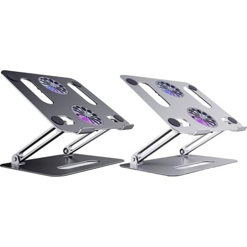 Adjustable Laptop Tablet Stand with Cooling Fan Aluminum Alloy Desktop PC Notebook Lifting Holder Foldable Bracket Computer Fit