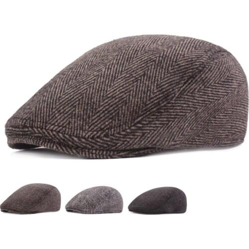 Wool Winter Cap Man Newsboy Caps Men Herringbone Flat Caps Gatsby Cap Woolen Driving Hats Vintage Hat Autumn Peaky Blinders