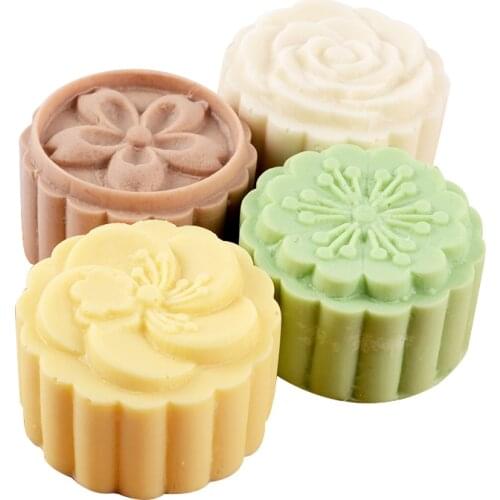 Mooncake Soap Mold with Flower Pattern DIY Handmade Silicone Mould