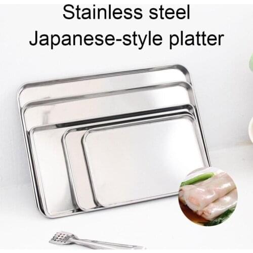 Steel Baking Tray Steamed Sausage Dish Rectangle Fruit Plate Pizza Bread Pastry Square Storage Tray Bakeware Tool