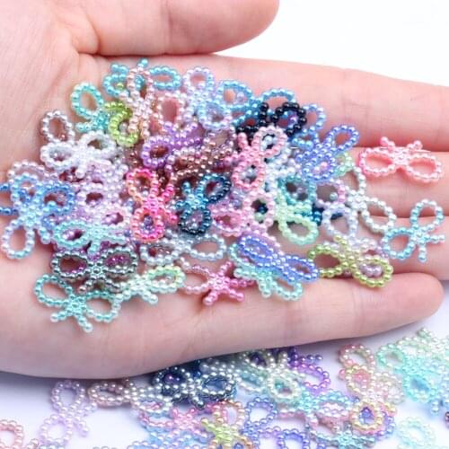 Bowknot Rainbow Imitation Pearl Art Resin Rhinestones 10x18mm 1000pcs Flatback DIY Crafts Jewelry Making Wedding Decoration