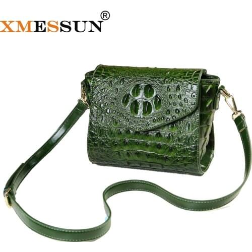 XMESSUN Genuine Leather Bag Women Crocodile Pattern Printing Square Shoulder Bag 2021 Fashion Ladies Crossbody Dropshipping H101