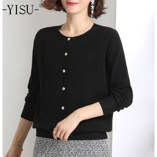 YISU Spring Autumn Sweater Women Loose Outwear Cardigan Casual Women Jacket Thick Warm Knitted Long sleeve Tops Coat Cardigan