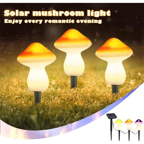 Outdoor Solar Garden Light Cute Shiitake Shaped Decorative Light Set Of 3 Lamps Waterproof LED Solar Lamp Fairy String Lights