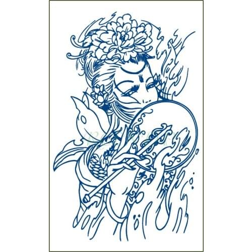 Waterproof Temporary Juice Tattoo Sticker Classical Girl Flower Fan Lasting Tattoos Flash Tatoo Fake Tatto Art for Men Women