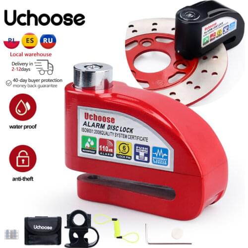 Motorcycle Scooter Wheel Disc Brake Alarm Lock Aluminum Alloy Security Anti-theft 2m Reminder Rope Lockstitch Bag Spare Battery