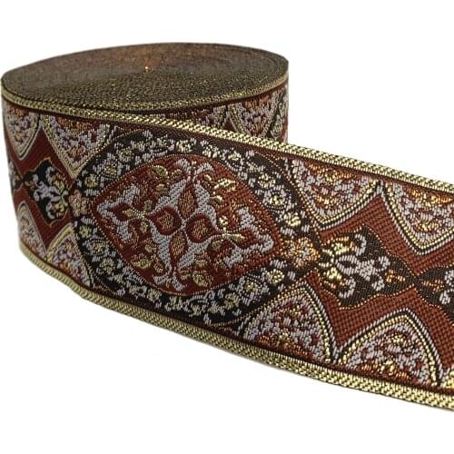 ZERZEEMOOY 2" 5CM 10 YARD Woven Jacquard Ribbon Trims Geometric Totem Pattern For Curtain And Clothing Accessory MZZD19032804