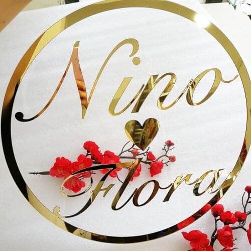 Gold Mirror or Wood Custom Wedding Sign Hoop Style Circle With Name Wall Sign Personalized Mr&Mrs Wedding Round Photo Props