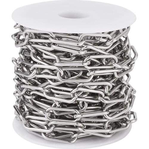 1Roll 304 Stainless Steel Paperclip Chains Drawn Elongated Cable Chains Unwelded Link DIY Handmade Necklace Jewelry Materials