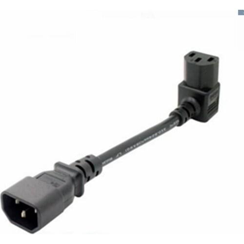 1 pc C14 Male to C13 Female PLug PDU/UPS Extension Power cable Connector Up 90 degrees right angle