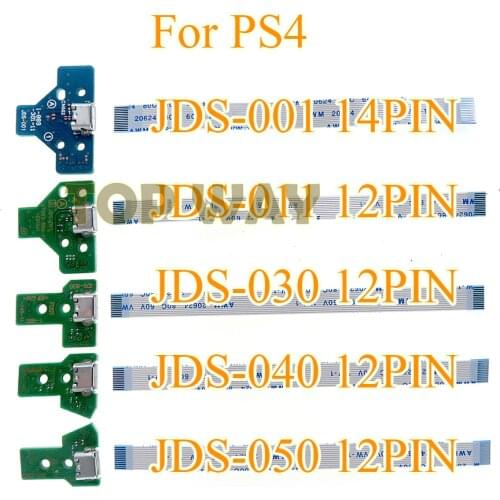 10sets For Sony Playstation 4 PS4 Pro Controller USB Charging Board Socket Circuit JDS-001 011 030 040 050 055 with Ribbon Cable