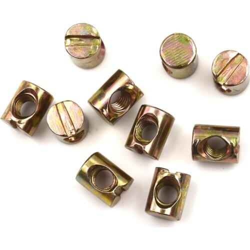 10pcs M5 Barrel Bolts Nut Cross Dowel Slotted Furniture Nut For Beds Chair Screw