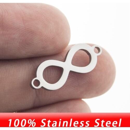 2 ear hole infinity pendant for women Necklace DIY jewelry mirror polish stainless steel Wholesale 50 pcs