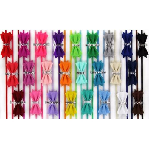 20pcs / lot , 2'' Solid Felt Bow For Girls And Kids Hair Accessories Hair Bow with elastic Headband