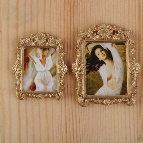 3pcs Dollhouse Miniature Accessories Resin Photo Frame Simulation Furniture Model Toy building model material