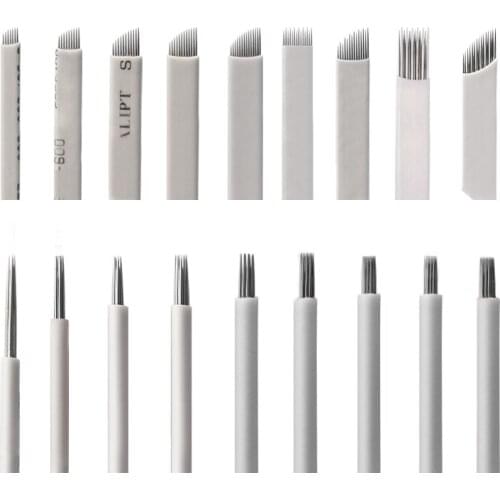 500Pcs 7 9 10 12 14 16 18 21 Pin U Shape Microblading Needles Permanent Makeup Eyebrow Blade For 3D Manual Tattoo Pen