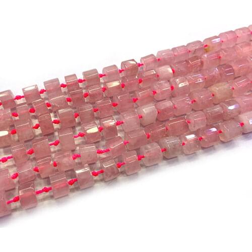9x6-9mm Natural Pink Rose Quartzs Beads Column Barrel Spacer DIY Loose Beads For Jewelry Making Beads Necklace 15'' Accessories